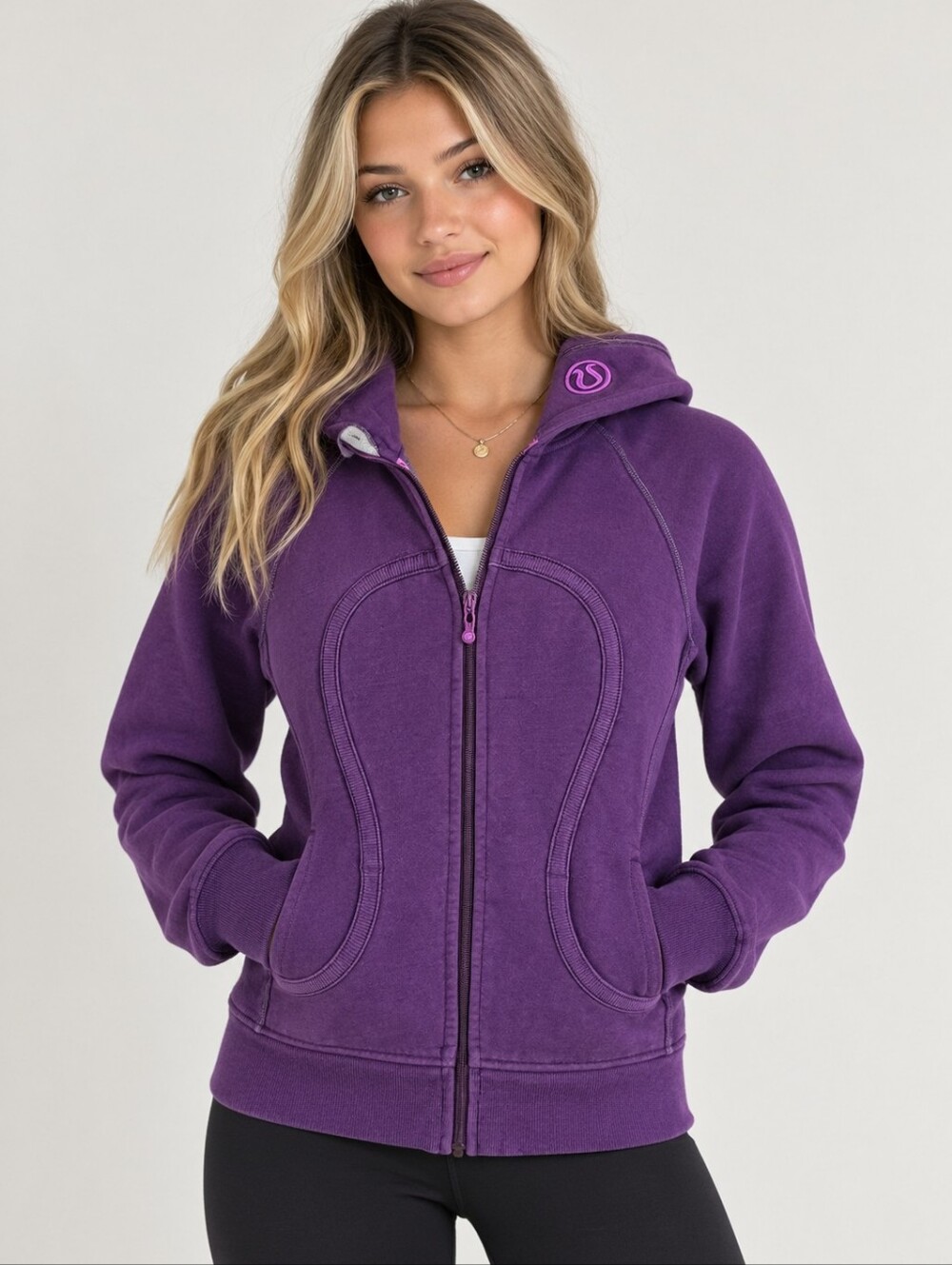 Lululemon Vintage Y2K Purple Scuba Full Zip Hoodie Sweatshirt Size 8